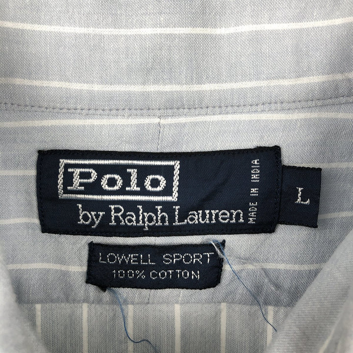 Ralph Lauren POLO by Ralph Lauren LOWELL SPORT Short-Sleeve Striped Shirt, Men's Size L (approx.) cotton pale white type Vintage Second Hand