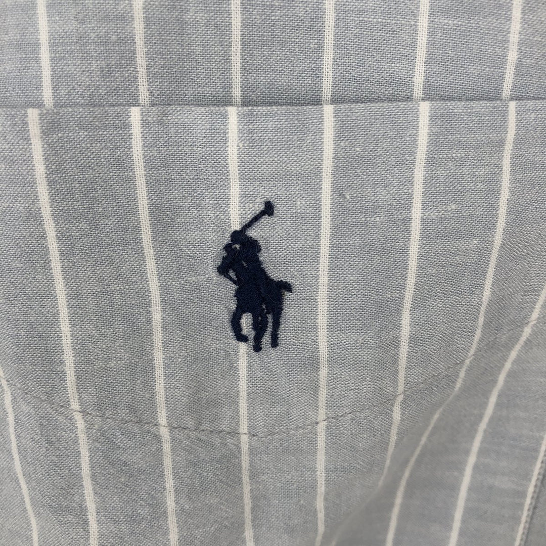 Ralph Lauren POLO by Ralph Lauren LOWELL SPORT Short-Sleeve Striped Shirt, Men's Size L (approx.) cotton pale white type Vintage Second Hand
