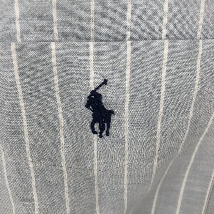 Ralph Lauren POLO by Ralph Lauren LOWELL SPORT Short-Sleeve Striped Shirt, Men's Size L (approx.) cotton pale white type Vintage Second Hand