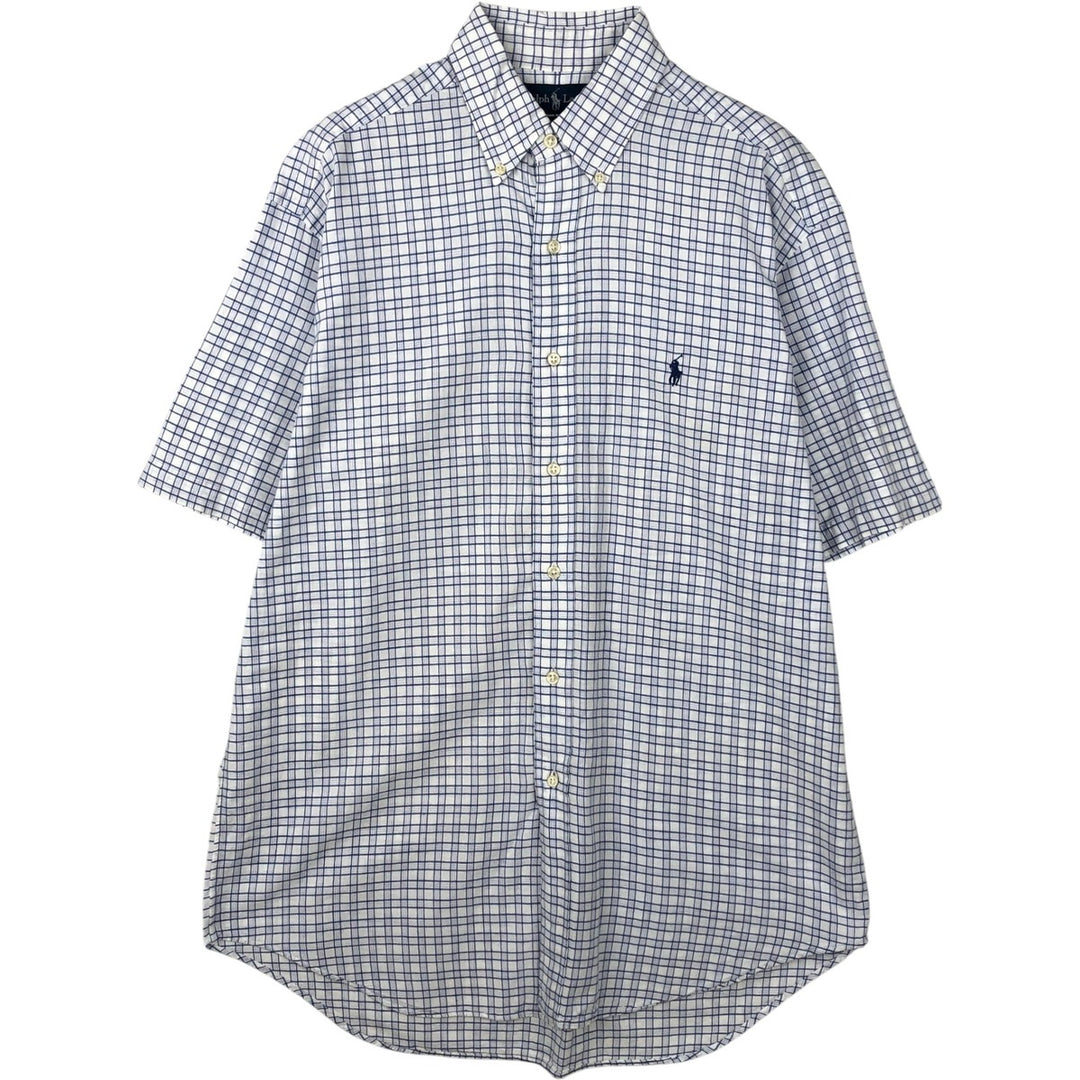 Ralph Lauren BLAKE short sleeve button down check shirt, men's size M cotton white type Vintage Second Hand