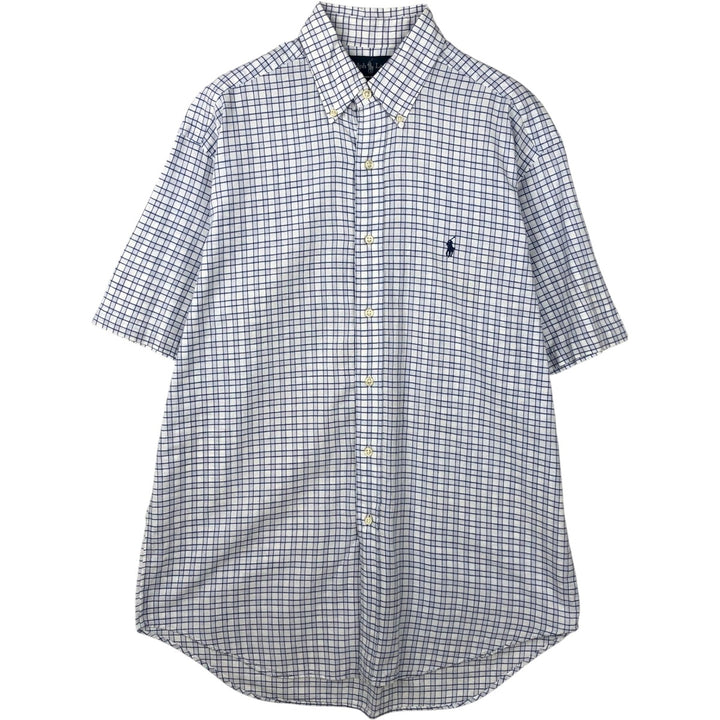 Ralph Lauren BLAKE short sleeve button down check shirt, men's size M cotton white type Vintage Second Hand