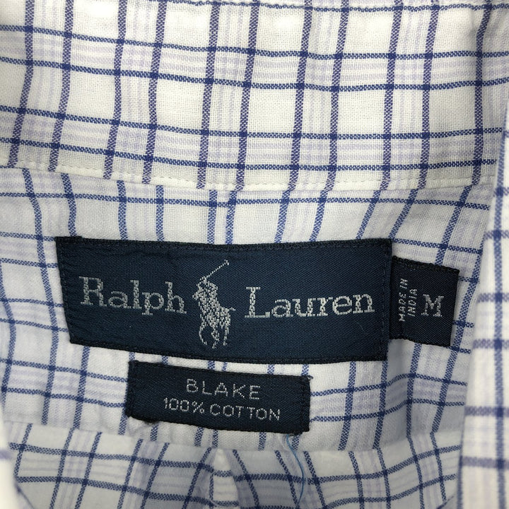 Ralph Lauren BLAKE short sleeve button down check shirt, men's size M cotton white type Vintage Second Hand