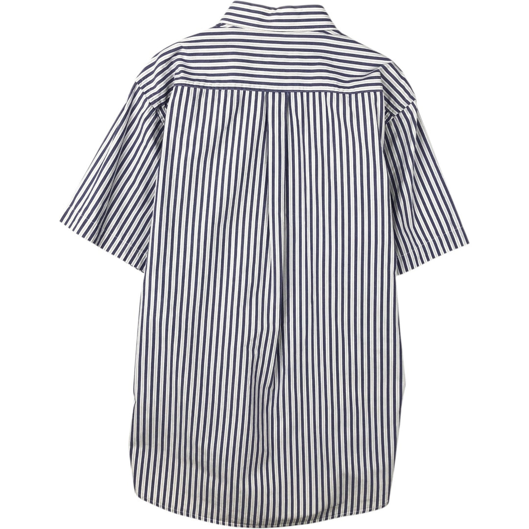 Ralph Lauren POLO by Ralph Lauren CUSTOM FIT Short-Sleeve Button-Down Striped Shirt, Men's Size XL (approx.) cotton white type Vintage Second Hand