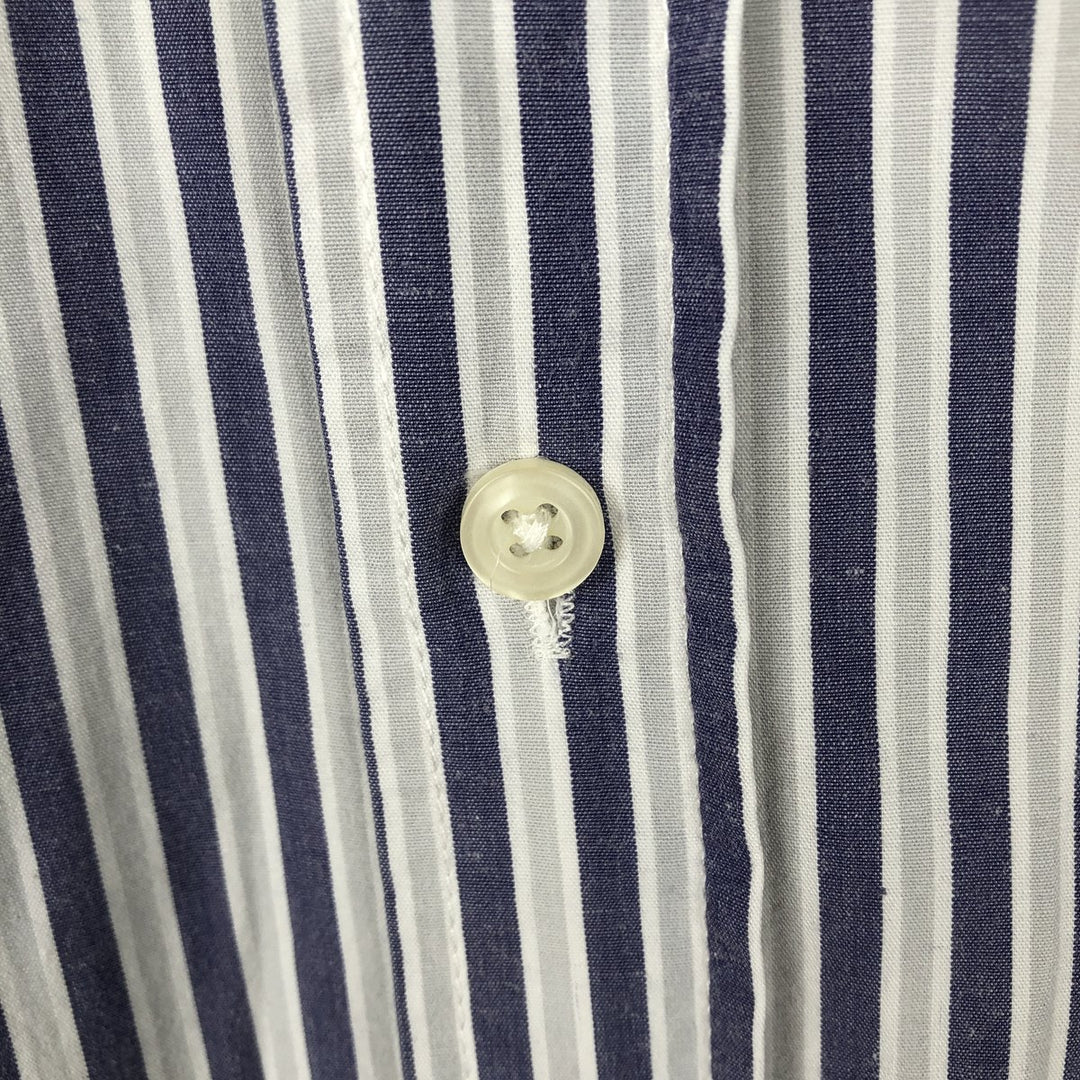 Ralph Lauren POLO by Ralph Lauren CUSTOM FIT Short-Sleeve Button-Down Striped Shirt, Men's Size XL (approx.) cotton white type Vintage Second Hand