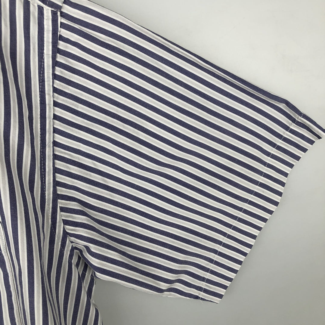 Ralph Lauren POLO by Ralph Lauren CUSTOM FIT Short-Sleeve Button-Down Striped Shirt, Men's Size XL (approx.) cotton white type Vintage Second Hand