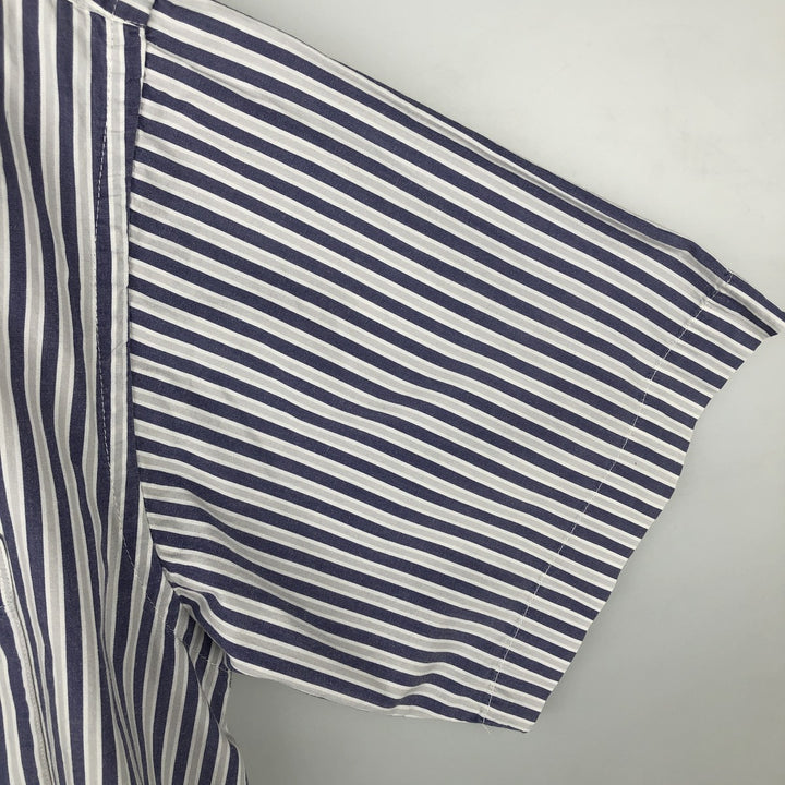 Ralph Lauren POLO by Ralph Lauren CUSTOM FIT Short-Sleeve Button-Down Striped Shirt, Men's Size XL (approx.) cotton white type Vintage Second Hand