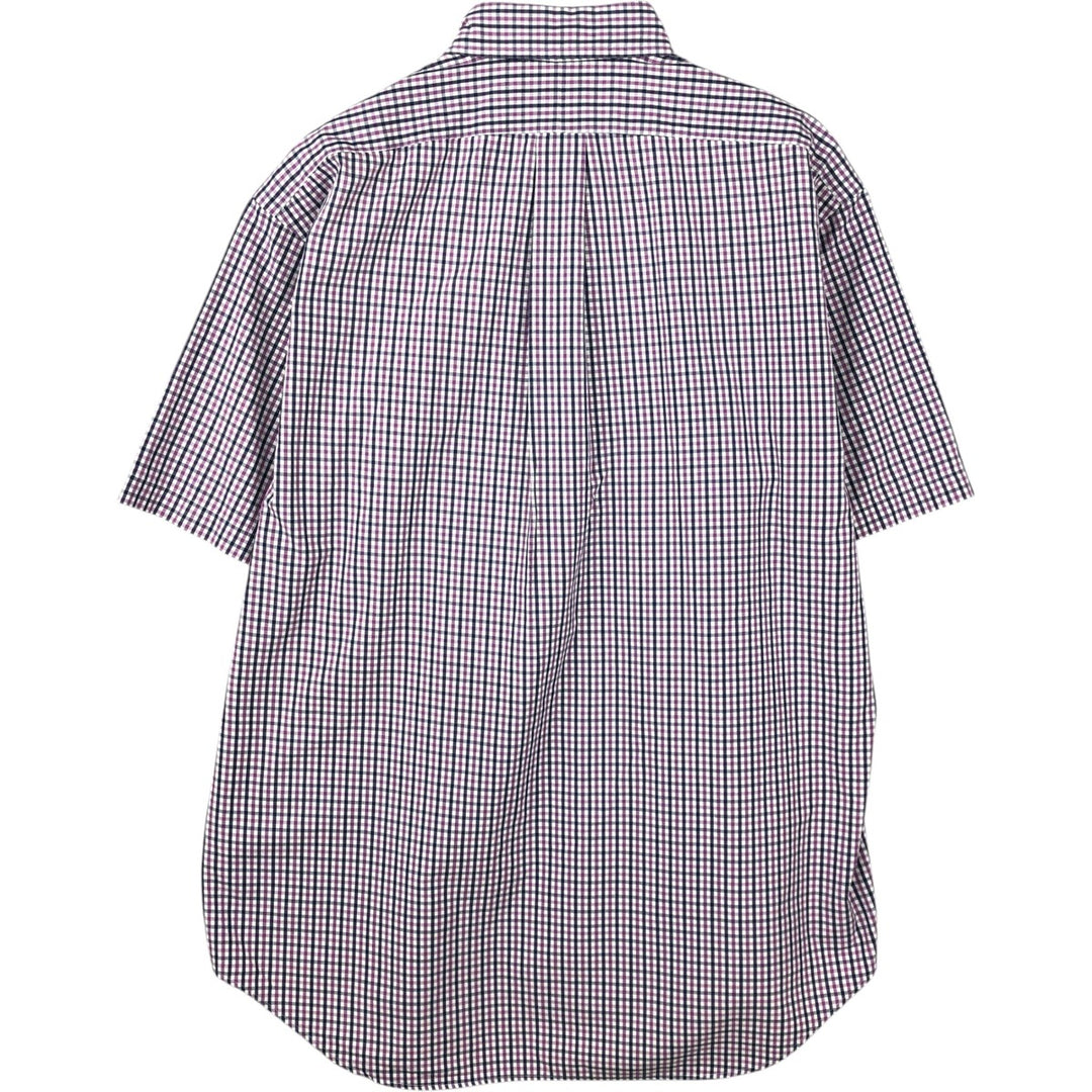 Ralph Lauren RALPH LAUREN GOLF TILDEN Gingham Check Short-Sleeve Button-Down Check Shirt, Men's Size M (approx.) cotton white type Vintage Second Hand