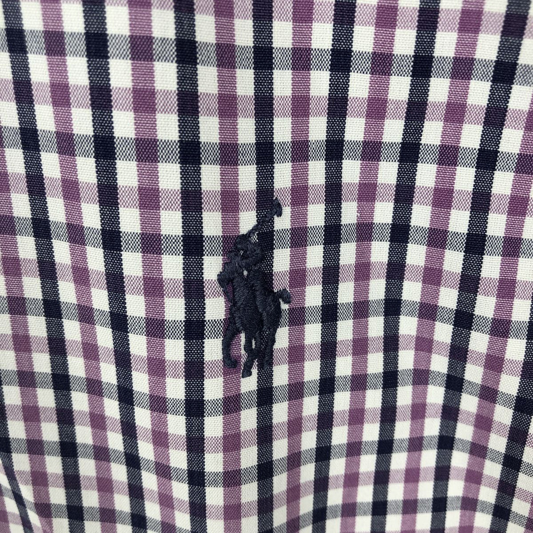 Ralph Lauren RALPH LAUREN GOLF TILDEN Gingham Check Short-Sleeve Button-Down Check Shirt, Men's Size M (approx.) cotton white type Vintage Second Hand