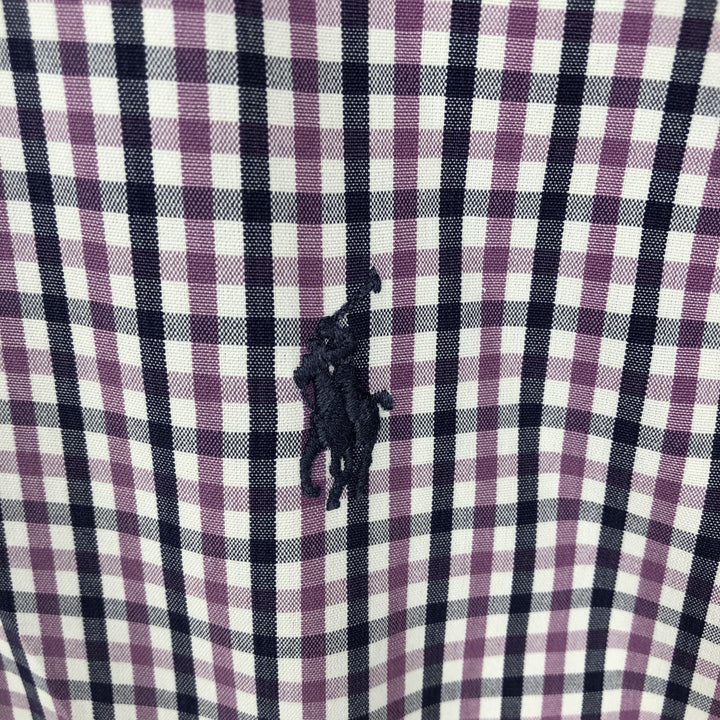 Ralph Lauren RALPH LAUREN GOLF TILDEN Gingham Check Short-Sleeve Button-Down Check Shirt, Men's Size M (approx.) cotton white type Vintage Second Hand