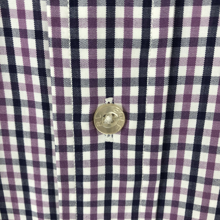 Ralph Lauren RALPH LAUREN GOLF TILDEN Gingham Check Short-Sleeve Button-Down Check Shirt, Men's Size M (approx.) cotton white type Vintage Second Hand