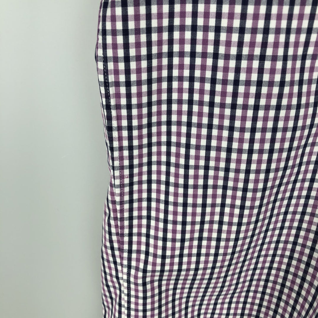 Ralph Lauren RALPH LAUREN GOLF TILDEN Gingham Check Short-Sleeve Button-Down Check Shirt, Men's Size M (approx.) cotton white type Vintage Second Hand