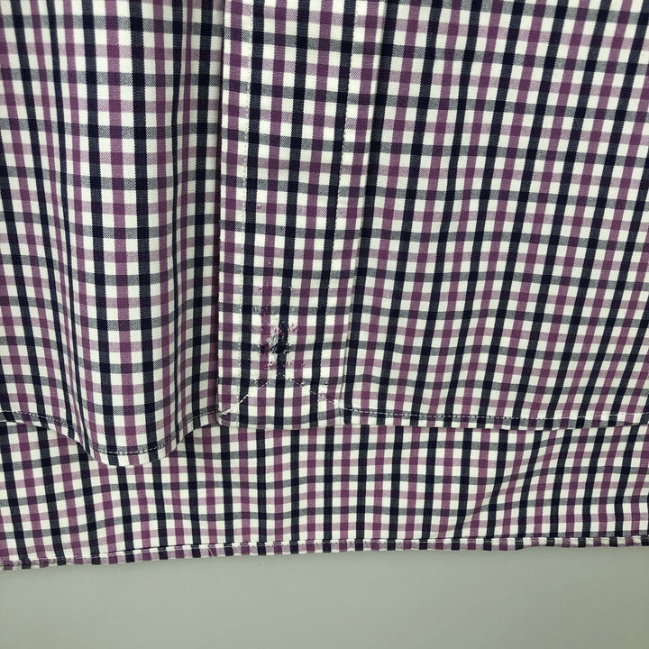 Ralph Lauren RALPH LAUREN GOLF TILDEN Gingham Check Short-Sleeve Button-Down Check Shirt, Men's Size M (approx.) cotton white type Vintage Second Hand