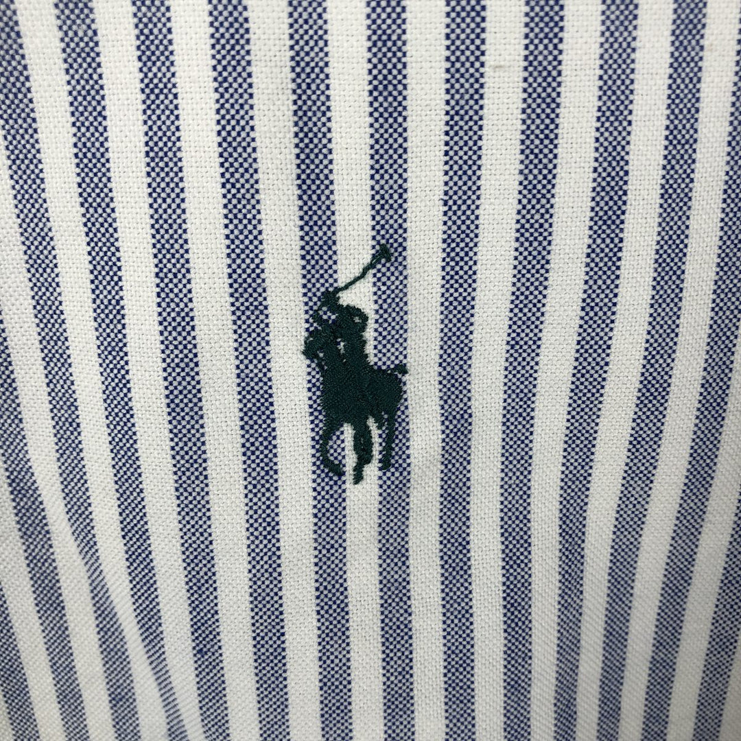 Ralph Lauren short sleeve button down striped shirt, men's size L cotton white type Vintage Second Hand