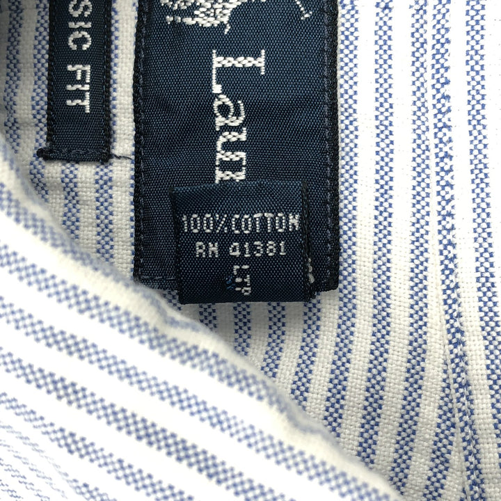 Ralph Lauren Classic Fit short sleeve button down striped shirt, men's XL size cotton white type Vintage Second Hand