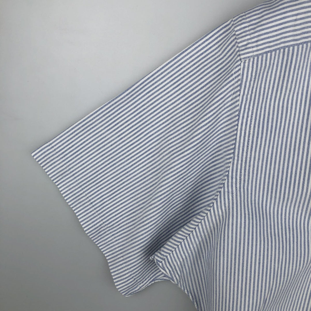 Ralph Lauren Classic Fit short sleeve button down striped shirt, men's XL size cotton white type Vintage Second Hand