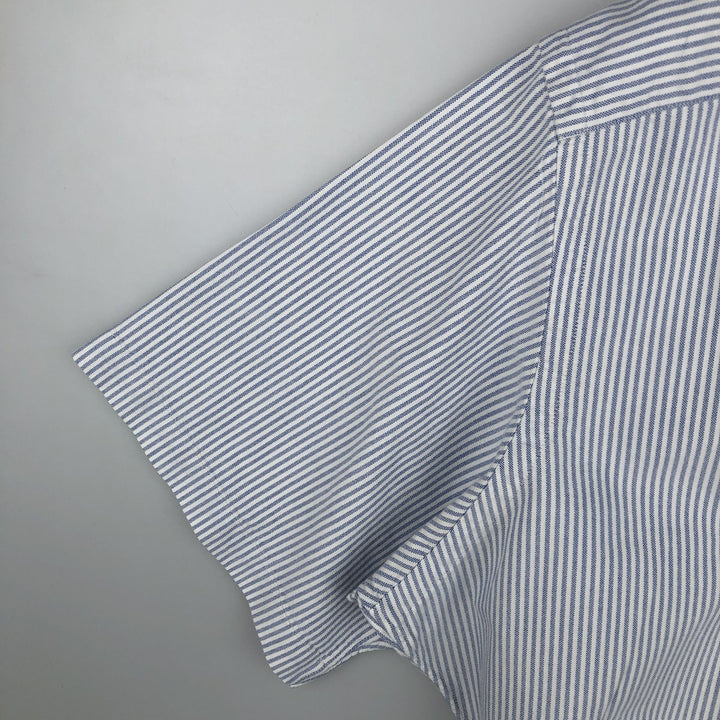Ralph Lauren Classic Fit short sleeve button down striped shirt, men's XL size cotton white type Vintage Second Hand
