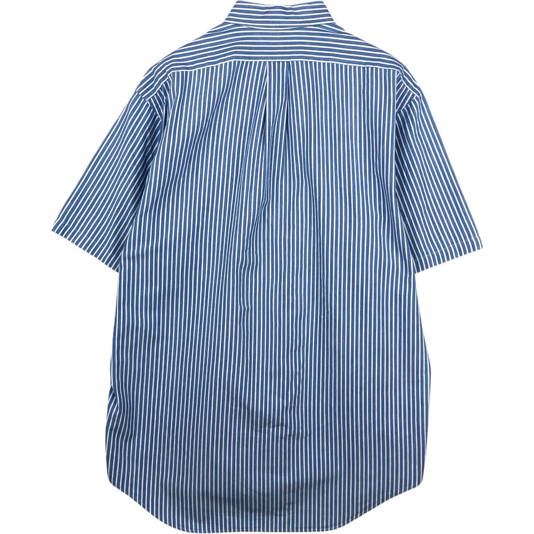 Ralph Lauren short sleeve button down striped shirt, men's size L cotton Blue type light blue Vintage Second Hand