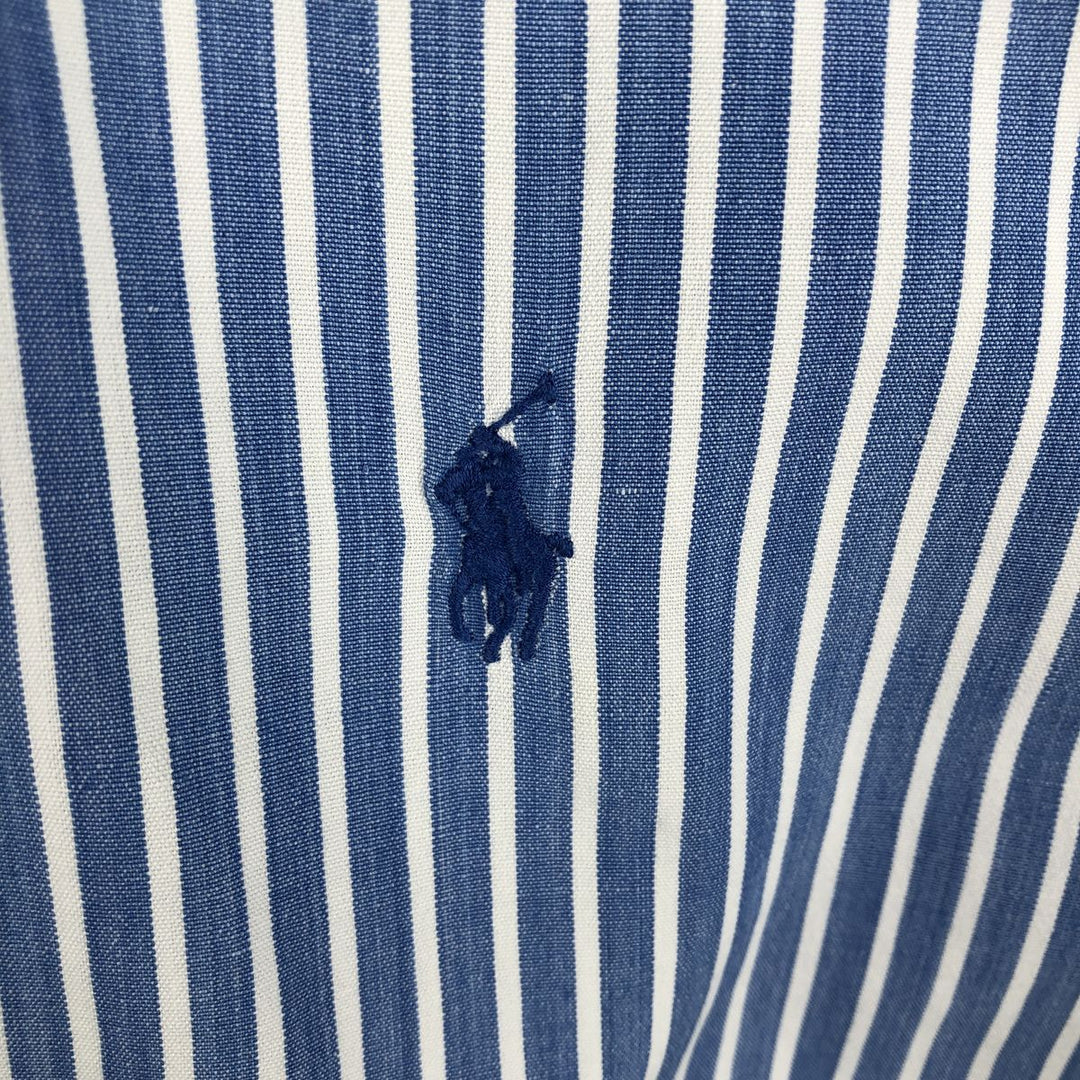 Ralph Lauren short sleeve button down striped shirt, men's size L cotton Blue type light blue Vintage Second Hand
