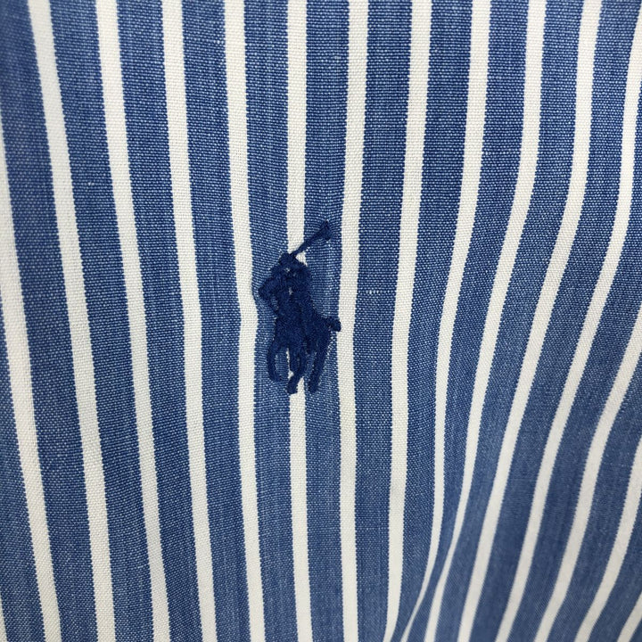 Ralph Lauren short sleeve button down striped shirt, men's size L cotton Blue type light blue Vintage Second Hand