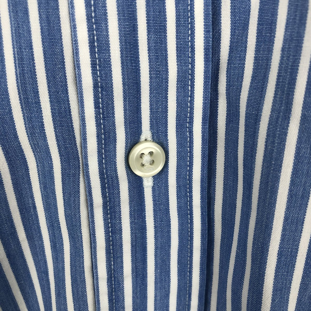 Ralph Lauren short sleeve button down striped shirt, men's size L cotton Blue type light blue Vintage Second Hand