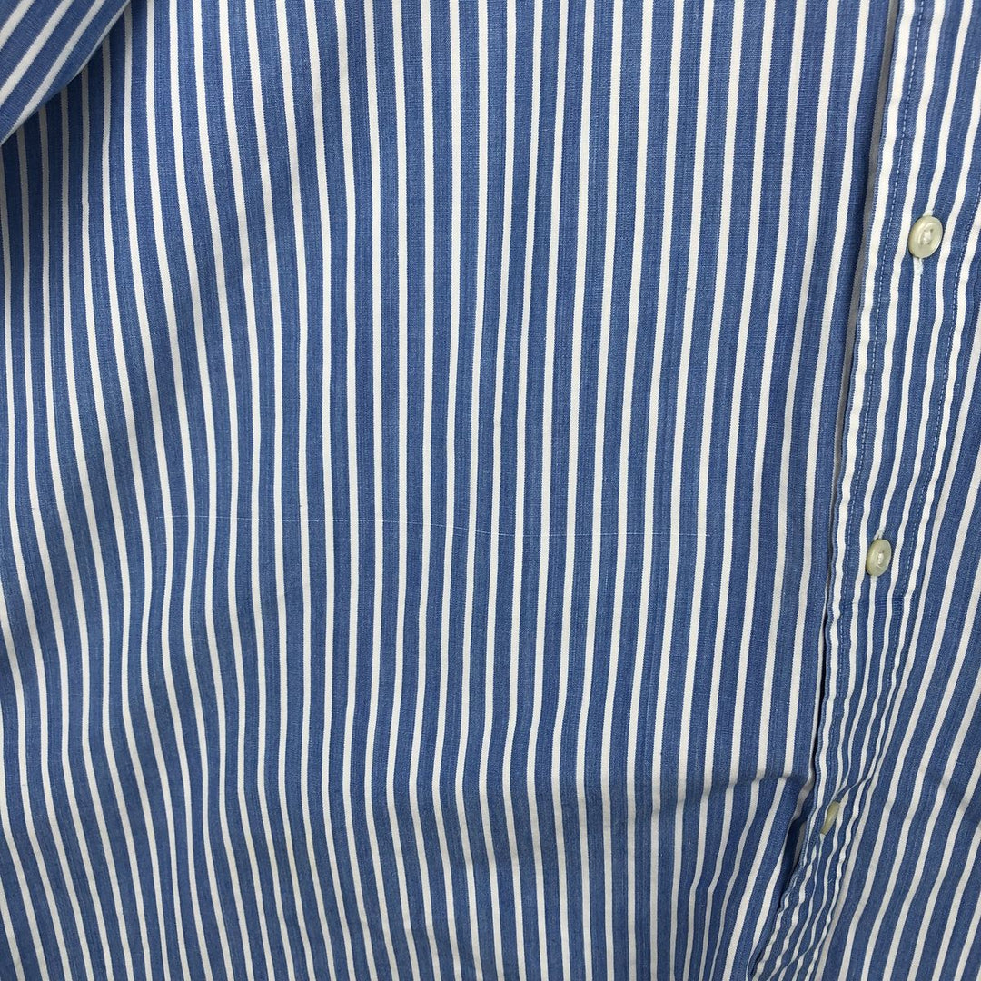 Ralph Lauren short sleeve button down striped shirt, men's size L cotton Blue type light blue Vintage Second Hand
