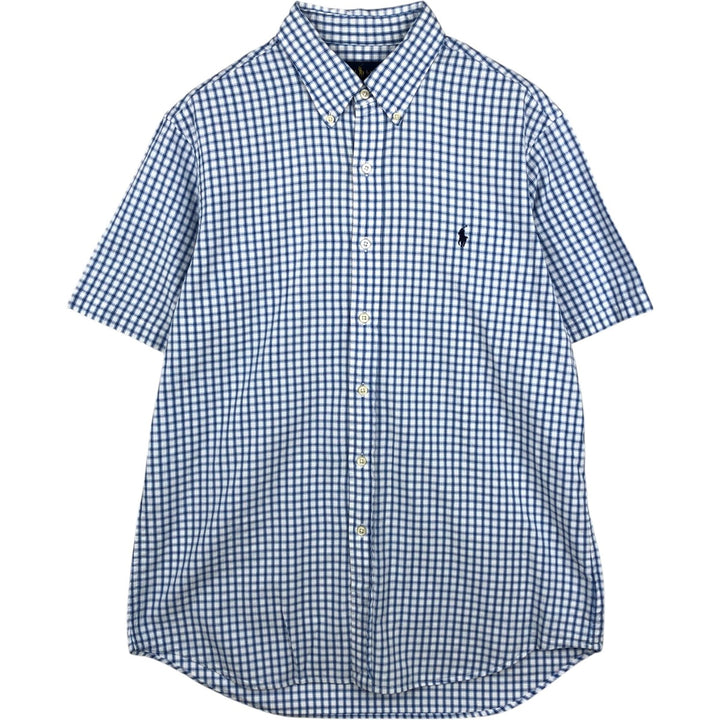 Ralph Lauren short sleeve button down check shirt, men's size L cotton white type Vintage Second Hand