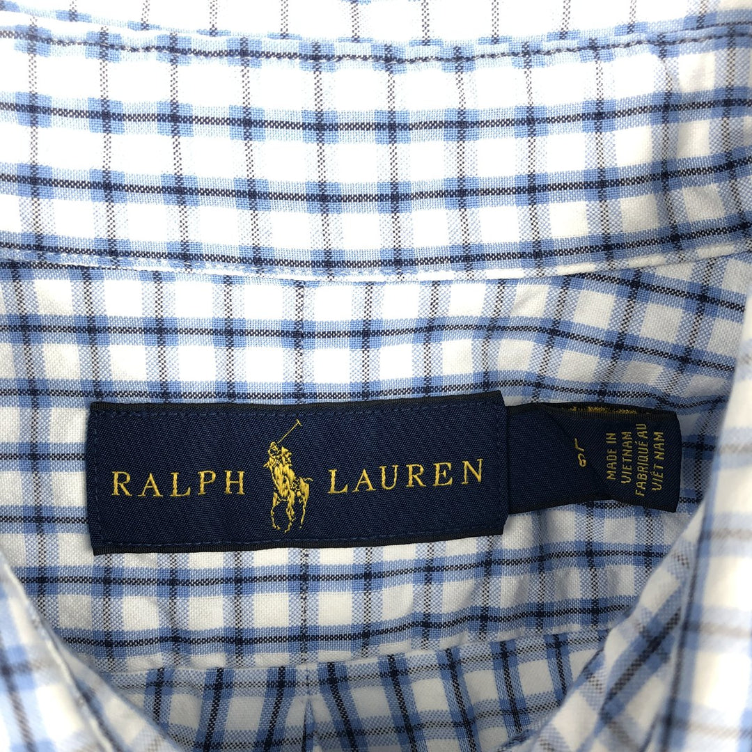Ralph Lauren short sleeve button down check shirt, men's size L cotton white type Vintage Second Hand