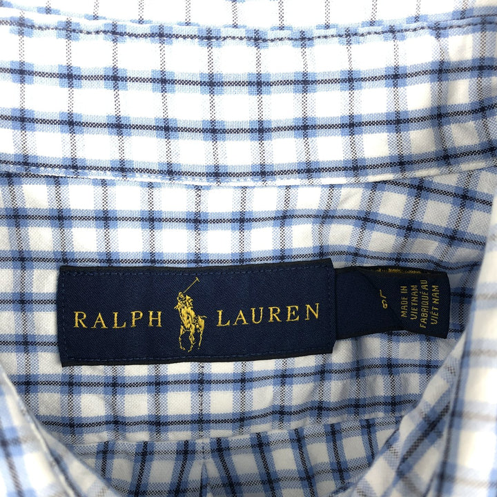 Ralph Lauren short sleeve button down check shirt, men's size L cotton white type Vintage Second Hand