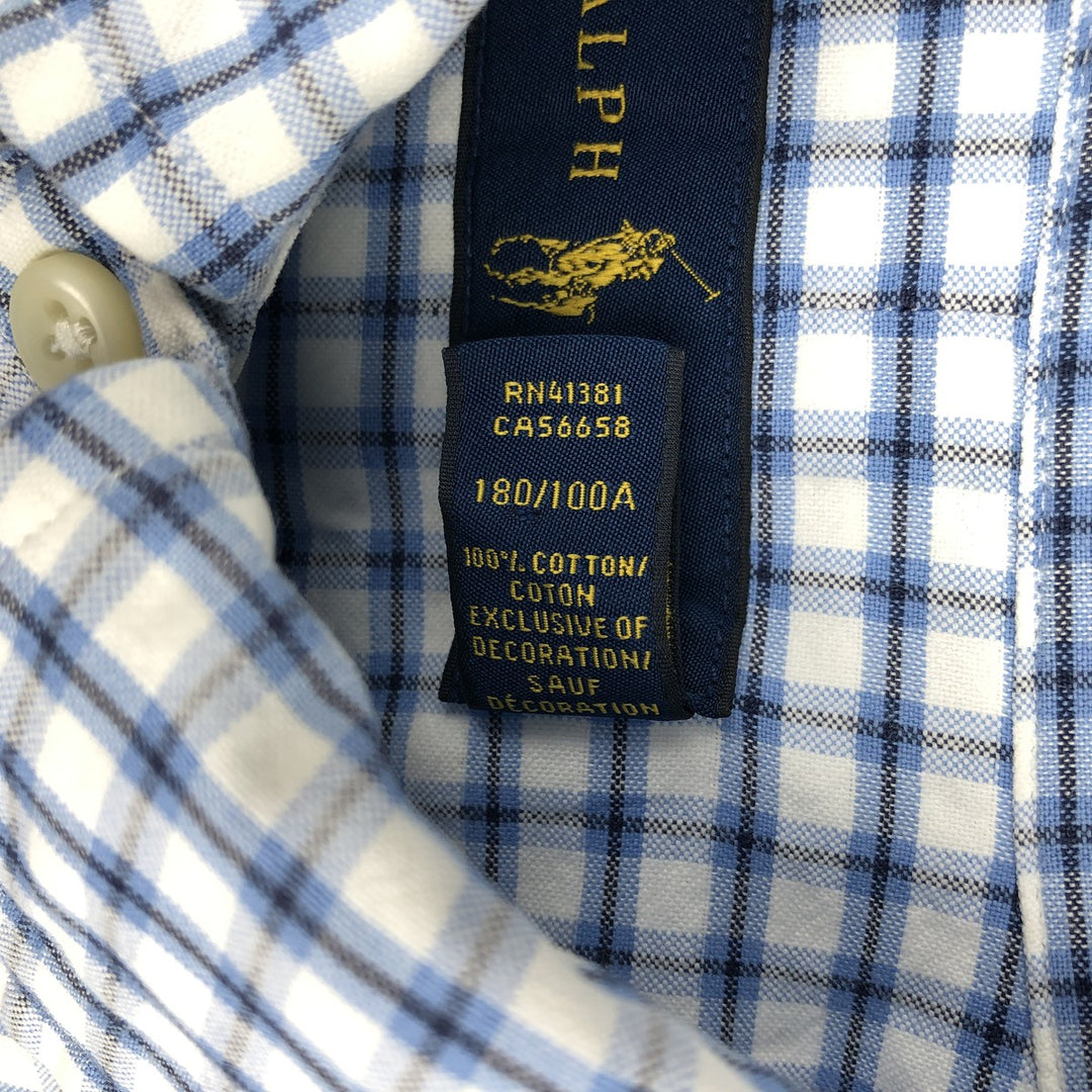 Ralph Lauren short sleeve button down check shirt, men's size L cotton white type Vintage Second Hand