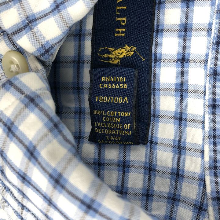 Ralph Lauren short sleeve button down check shirt, men's size L cotton white type Vintage Second Hand