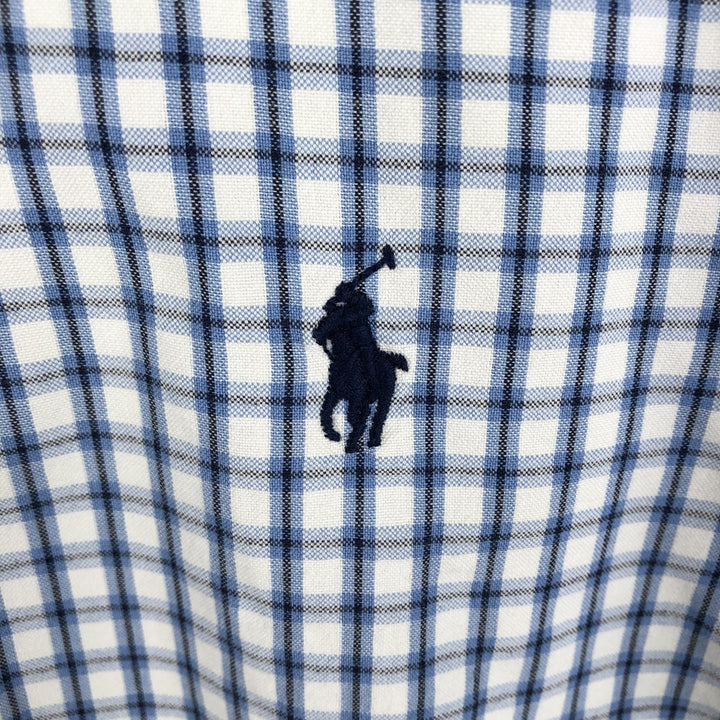 Ralph Lauren short sleeve button down check shirt, men's size L cotton white type Vintage Second Hand