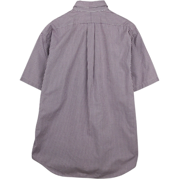 Ralph Lauren BLAKE Gingham Check Short Sleeve Button Down Check Shirt Men's Size L cotton purple type Vintage Second Hand