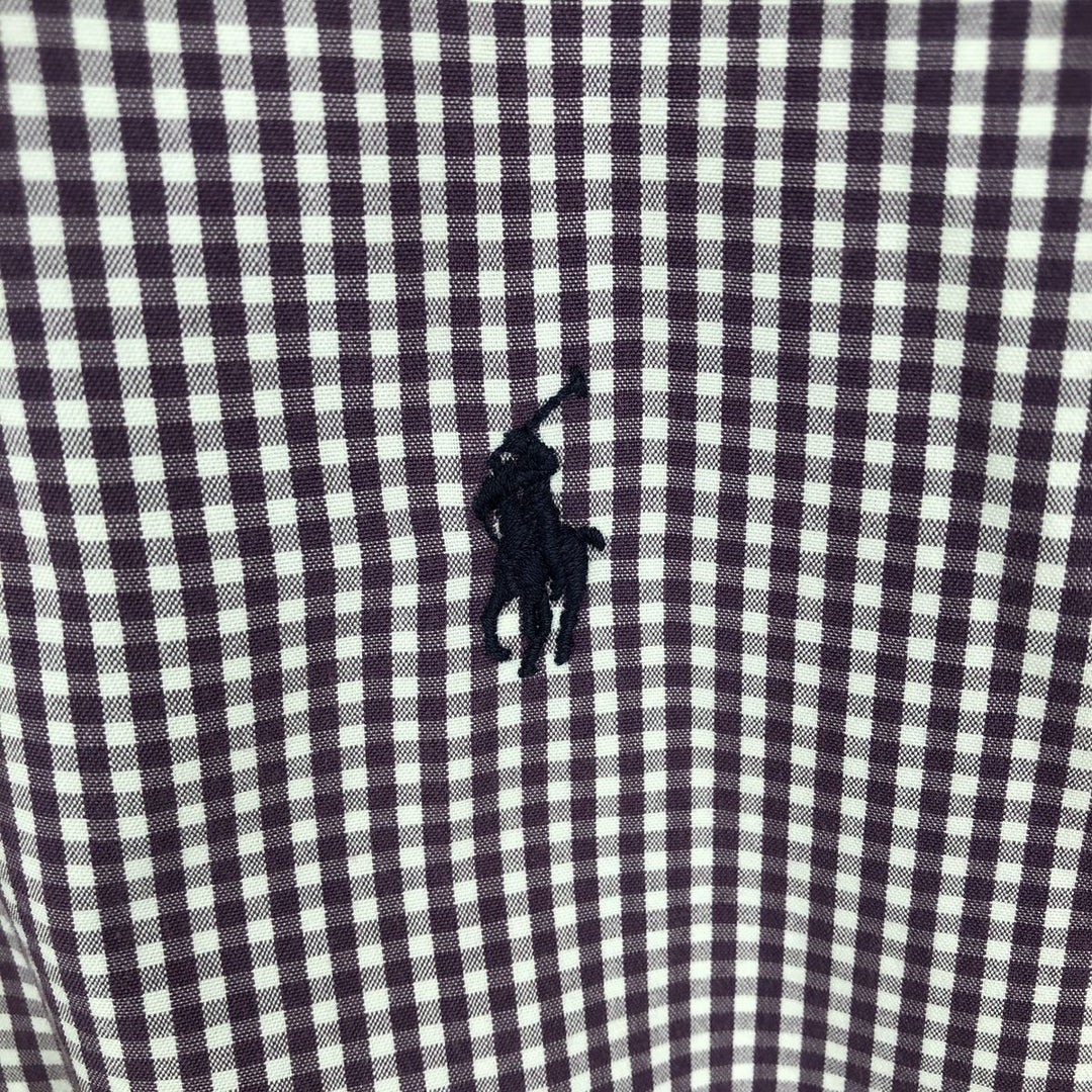 Ralph Lauren BLAKE Gingham Check Short Sleeve Button Down Check Shirt Men's Size L cotton purple type Vintage Second Hand