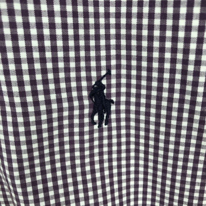 Ralph Lauren BLAKE Gingham Check Short Sleeve Button Down Check Shirt Men's Size L cotton purple type Vintage Second Hand
