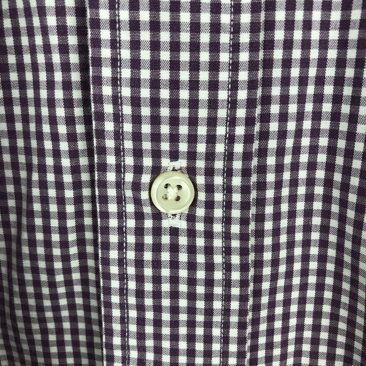Ralph Lauren BLAKE Gingham Check Short Sleeve Button Down Check Shirt Men's Size L cotton purple type Vintage Second Hand
