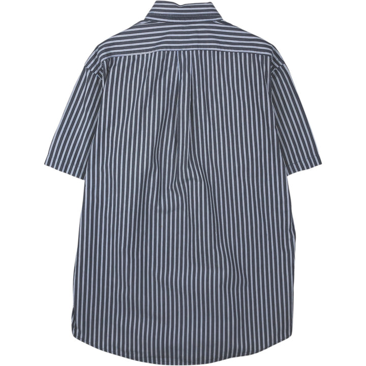 Ralph Lauren CUSTOM FIT short sleeve button down striped shirt men's size L cotton Charcoal Vintage Second Hand