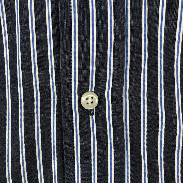 Ralph Lauren CUSTOM FIT short sleeve button down striped shirt men's size L cotton Charcoal Vintage Second Hand