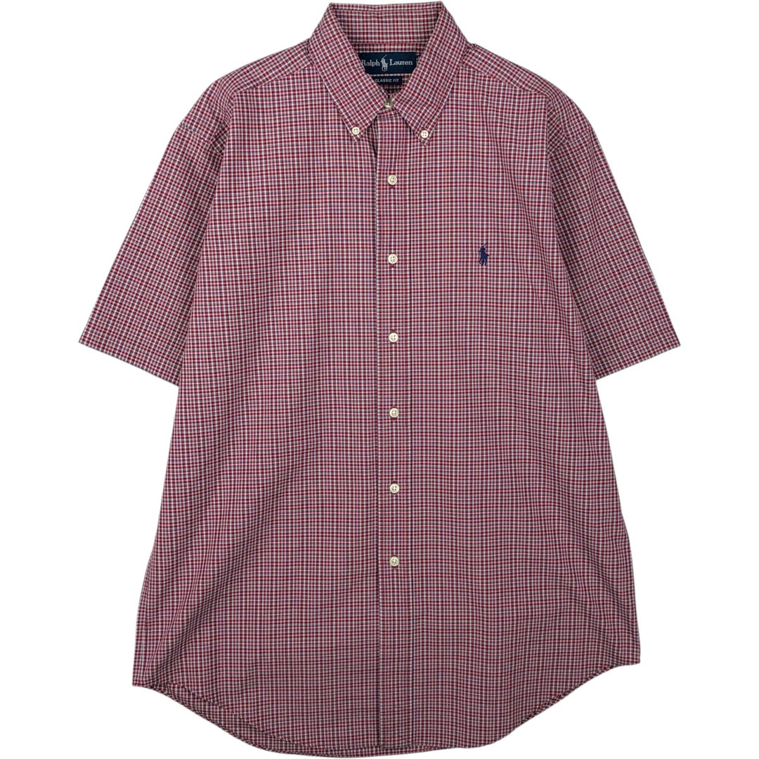 Ralph Lauren Classic Fit short sleeve button down check shirt, men's size M cotton red type Vintage Second Hand