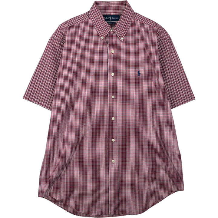 Ralph Lauren Classic Fit short sleeve button down check shirt, men's size M cotton red type Vintage Second Hand