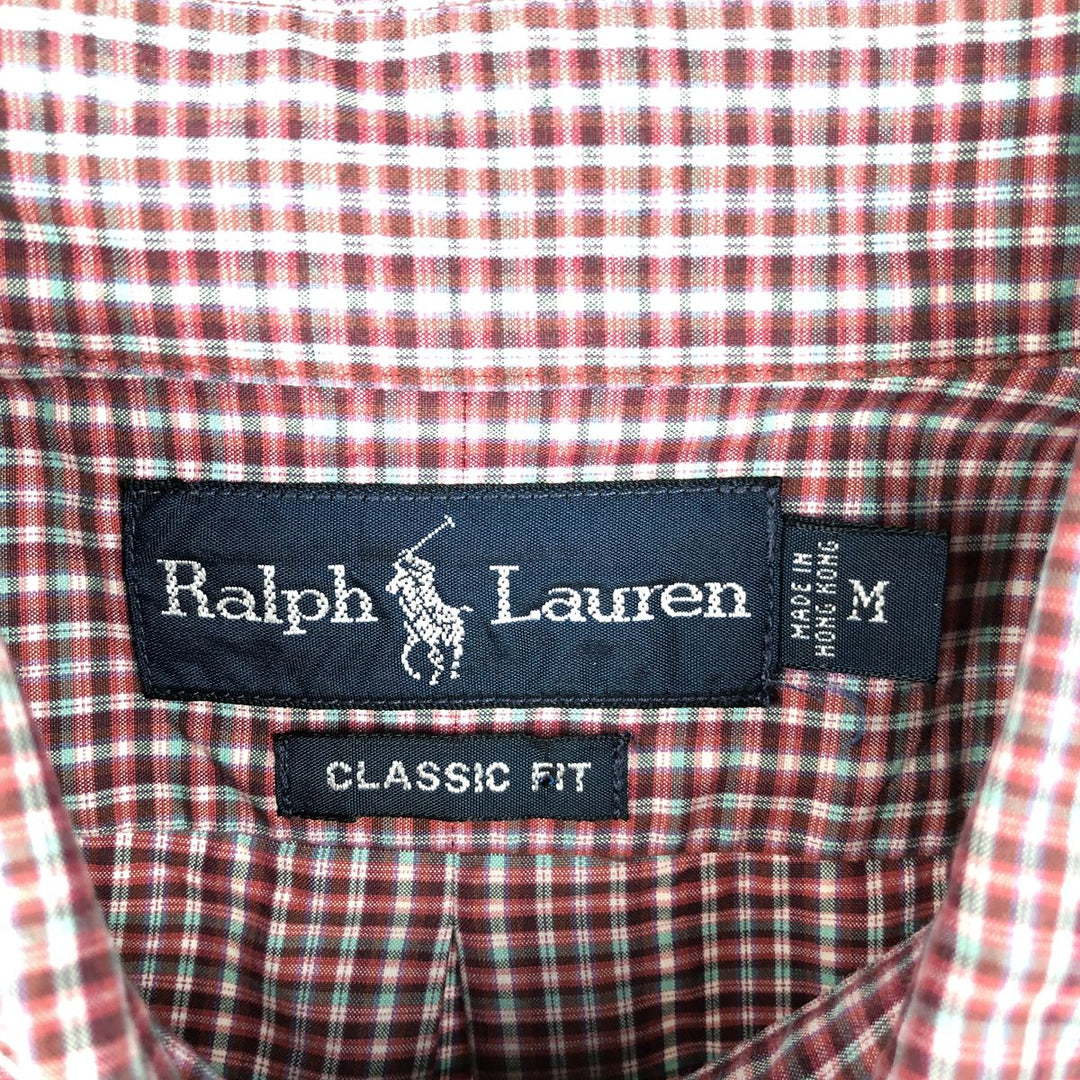 Ralph Lauren Classic Fit short sleeve button down check shirt, men's size M cotton red type Vintage Second Hand