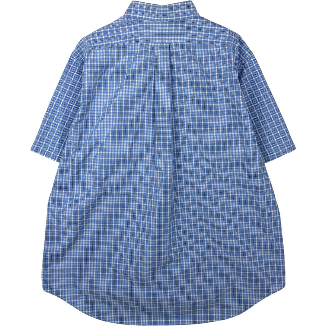 Ralph Lauren Classic Fit short sleeve button down check shirt, men's size XL cotton Blue type light blue Vintage Second Hand