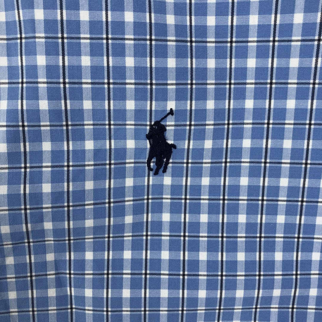 Ralph Lauren Classic Fit short sleeve button down check shirt, men's size XL cotton Blue type light blue Vintage Second Hand