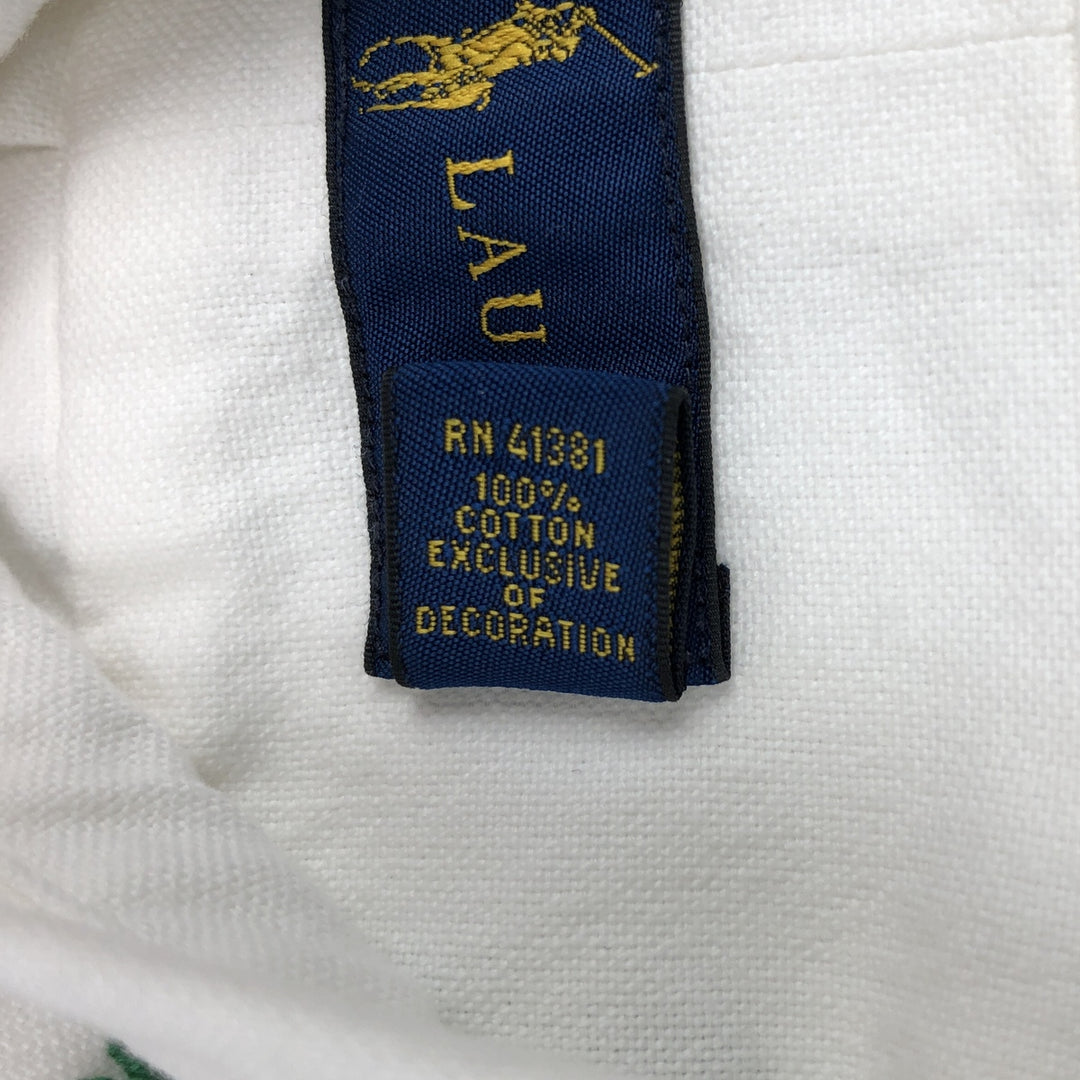 Ralph Lauren all-over print embroidered short-sleeved button-down shirt, men's size M (approx.) cotton white type Vintage Second Hand
