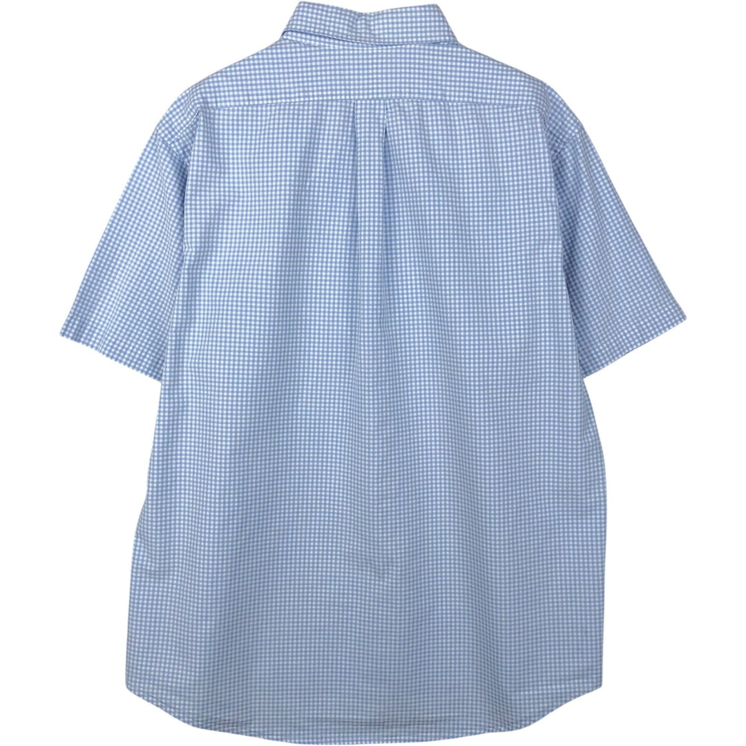 Ralph Lauren CUSTOM FIT short sleeve button down check shirt men's XL size cotton Blue type light blue Vintage Second Hand