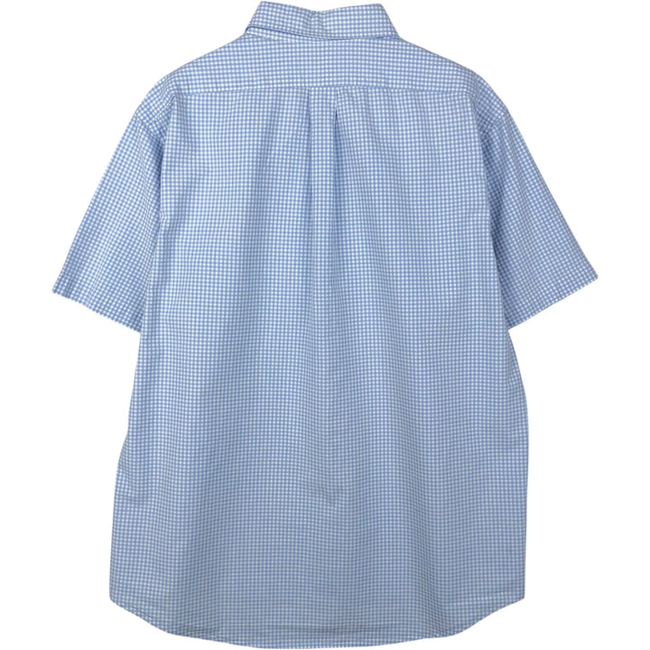 Ralph Lauren CUSTOM FIT short sleeve button down check shirt men's XL size cotton Blue type light blue Vintage Second Hand