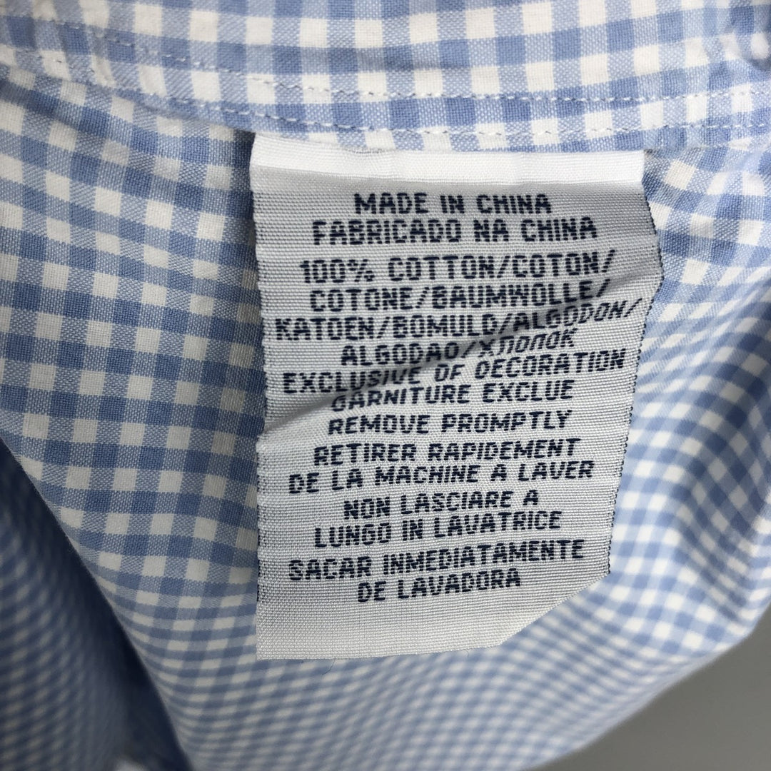 Ralph Lauren CUSTOM FIT short sleeve button down check shirt men's XL size cotton Blue type light blue Vintage Second Hand