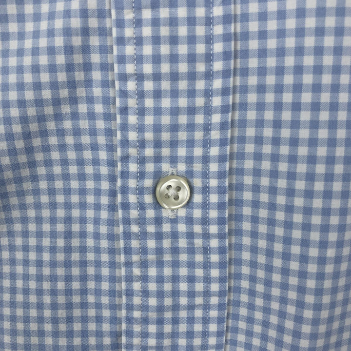 Ralph Lauren CUSTOM FIT short sleeve button down check shirt men's XL size cotton Blue type light blue Vintage Second Hand