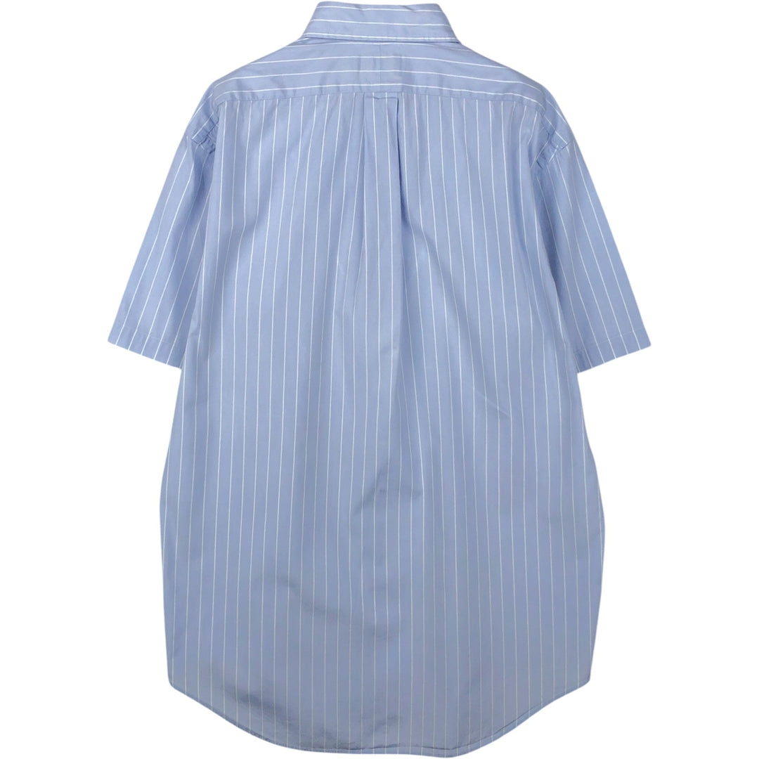 Ralph Lauren Classic Fit short sleeve button down striped shirt, men's size M cotton Blue type light blue Vintage Second Hand