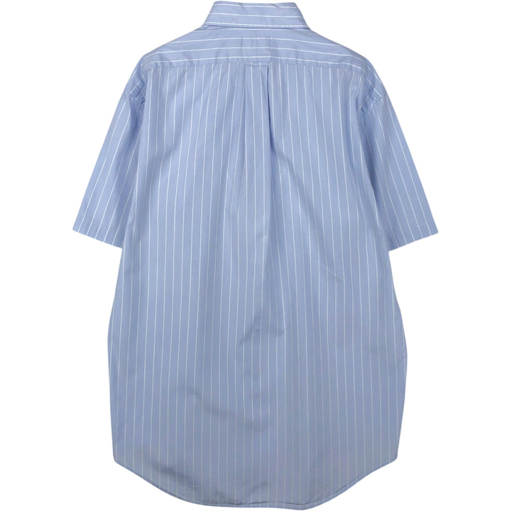 Ralph Lauren Classic Fit short sleeve button down striped shirt, men's size M cotton Blue type light blue Vintage Second Hand
