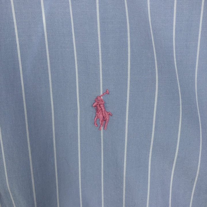 Ralph Lauren Classic Fit short sleeve button down striped shirt, men's size M cotton Blue type light blue Vintage Second Hand